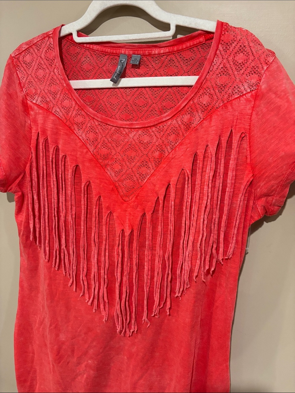 Mineral Wash crochet fringe tee - Picture 2 of 3